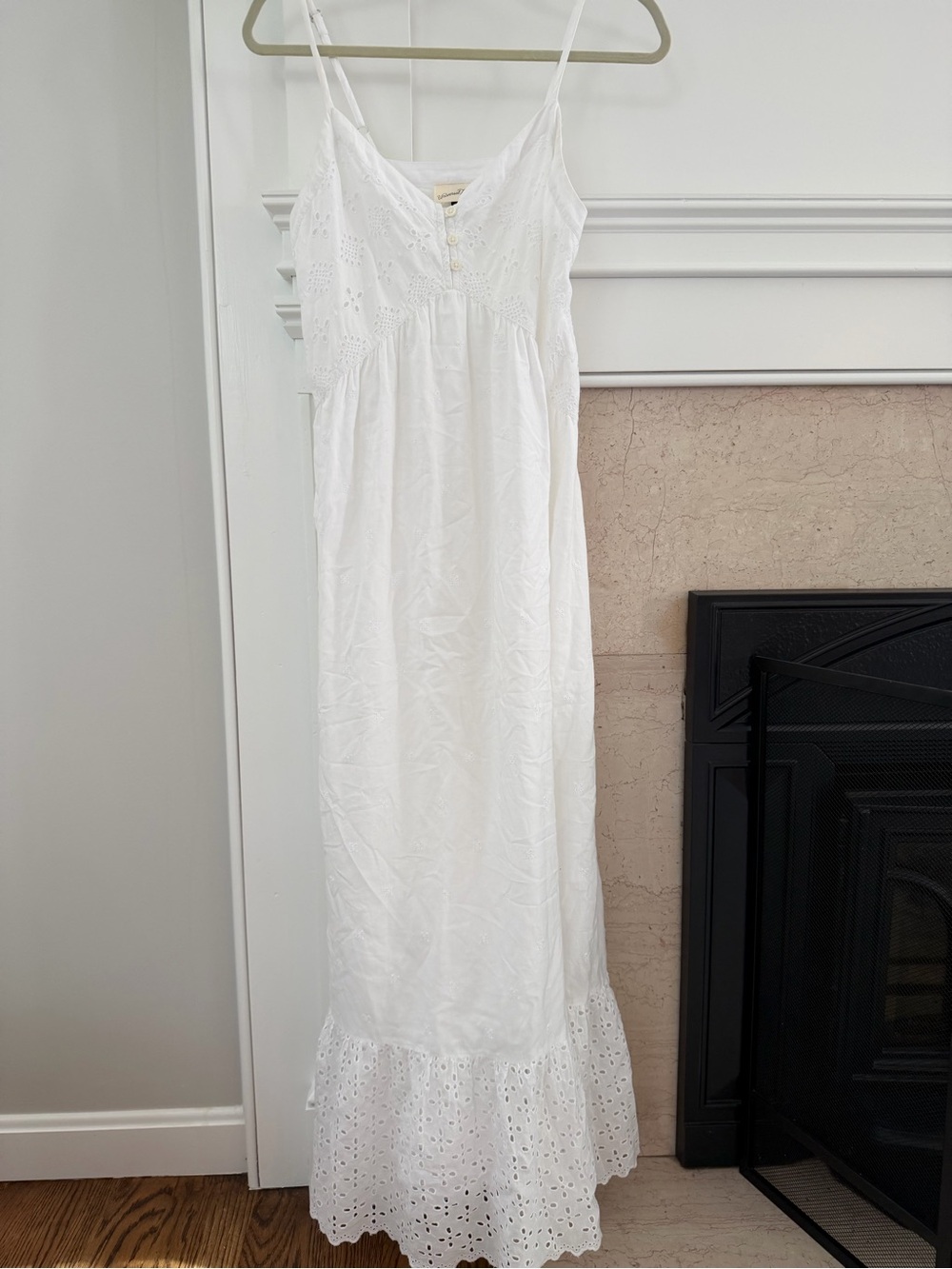 Universal Thread Cotton Feminine Eyelet Ruffle Boho Cottagecore Maxi Dress